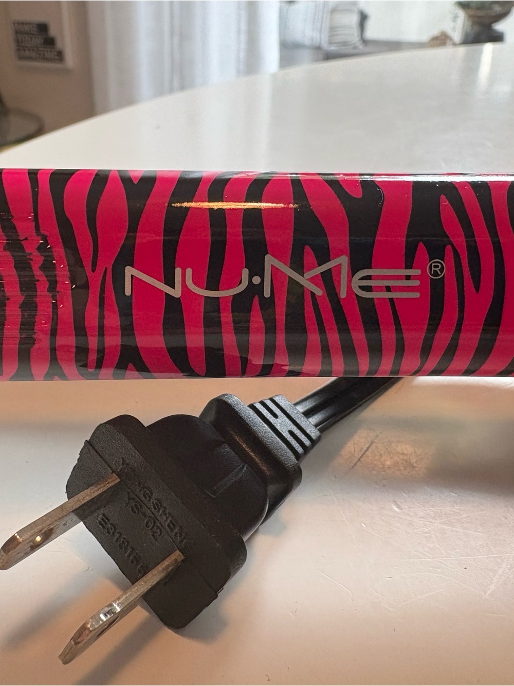NuMe Pink & Black Zebra Flat Iron with Power Cord